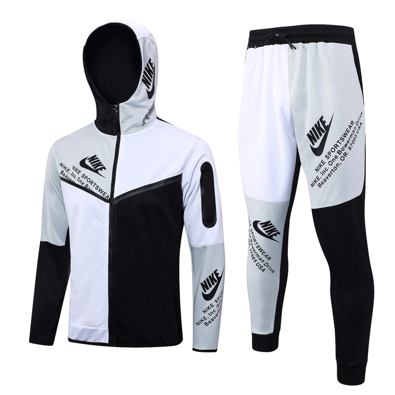 Conjunto Nike Sportswear Tech Fleece - Agasalho e Calça - Branco e Preto