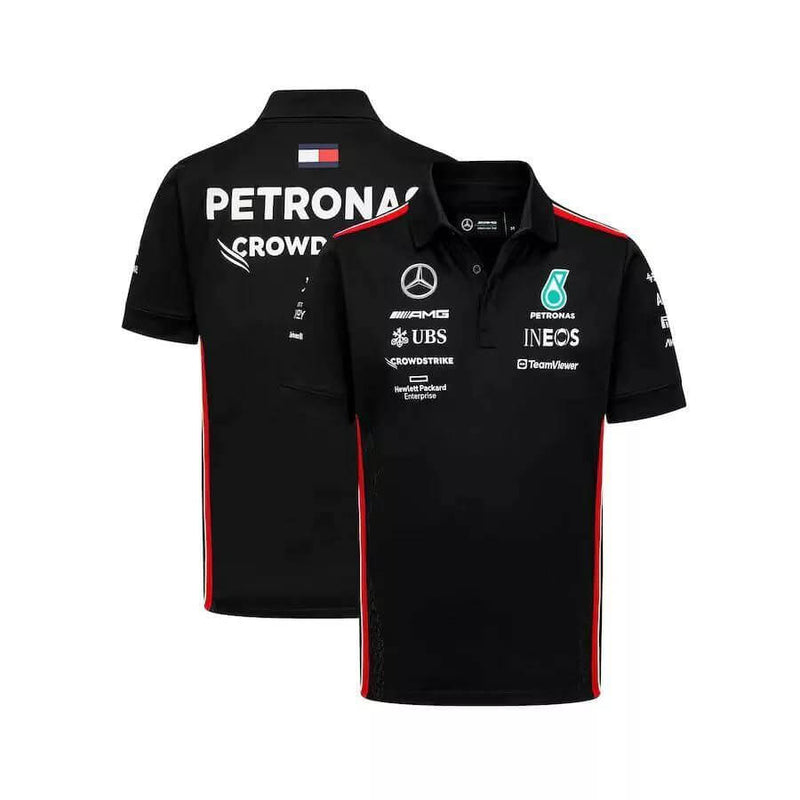 Camisa Mercedes Benz - Preta Gola Polo 2023 - Lewis Hamilton