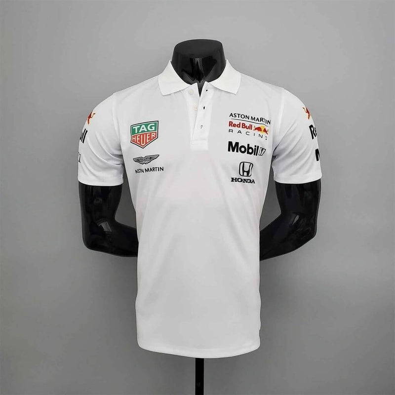 Camisa F1 - Red Bull Racing - Branco Gola Polo - Verstappen