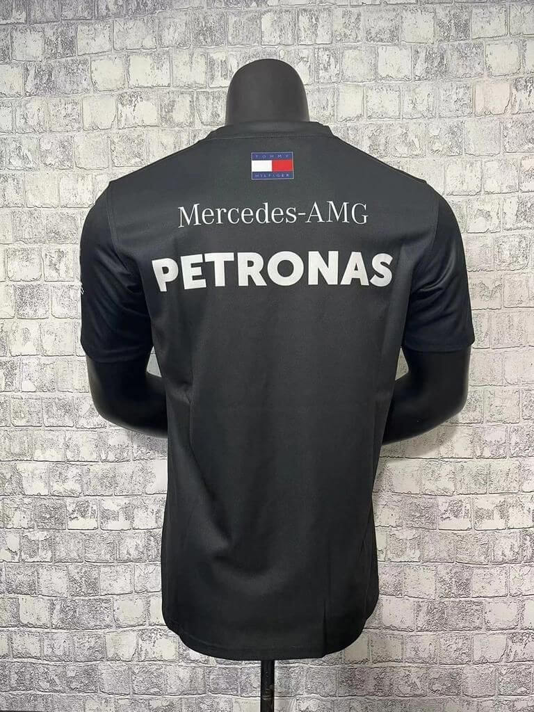 Camisa Mercedes Benz - Preta Gola Redonda 2023 - Lewis Hamilton