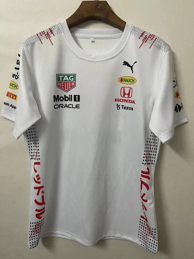 Camisa F1 - Red Bull Racing - Branco Gola Redonda - Verstappen