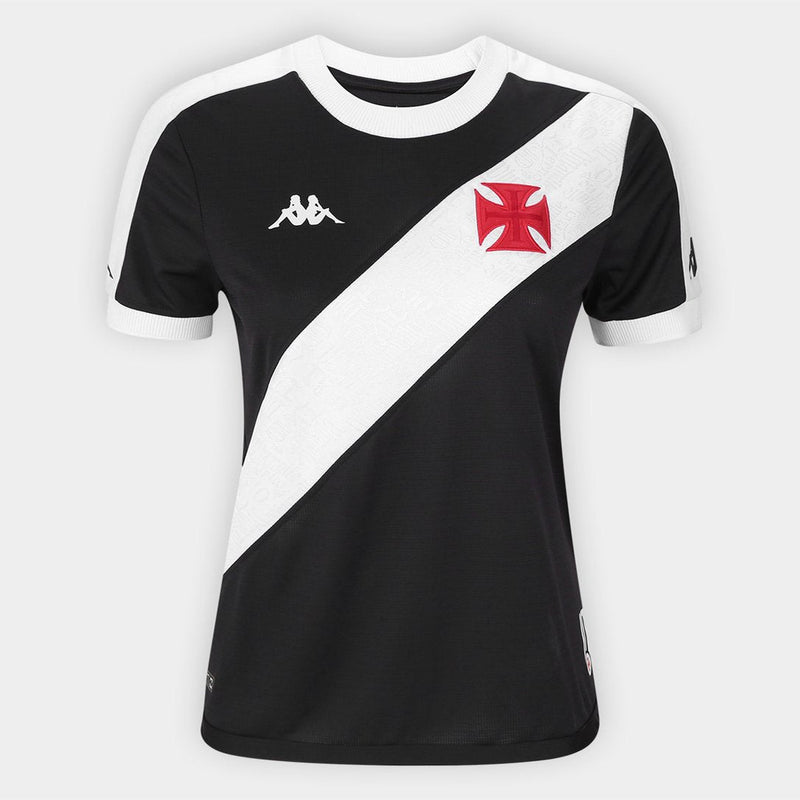 Camisa Vasco Home 24/25 Torcedor Kappa Feminino - Preto e Branco