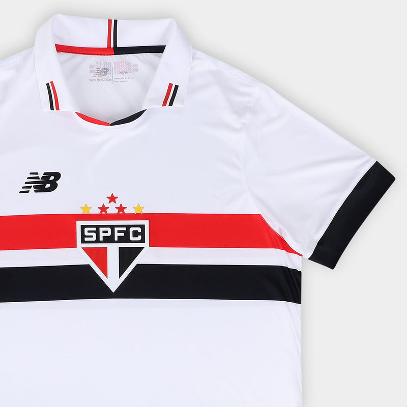 Camisa São Paulo I 24/25 Torcedor New Balance Masculina - Branco e Vermelho